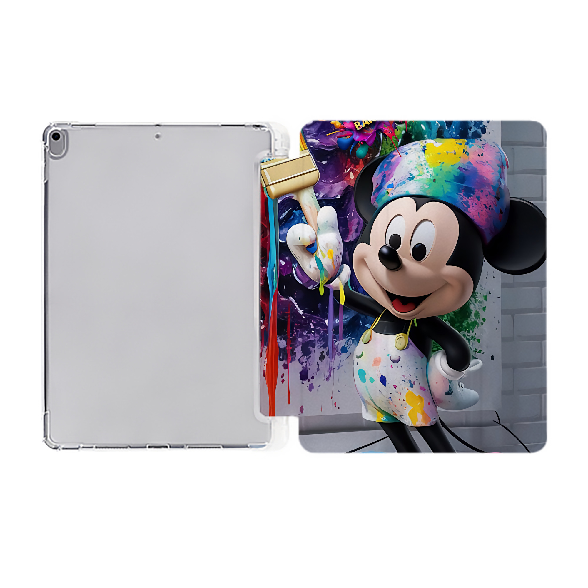 （画像用） ミッキーマウス Mickey Mouse IPad ケース ペン収納付き 三つ折りスタンド PUレザー×シリコン 対応機種9.5/10.5/10.9インチ